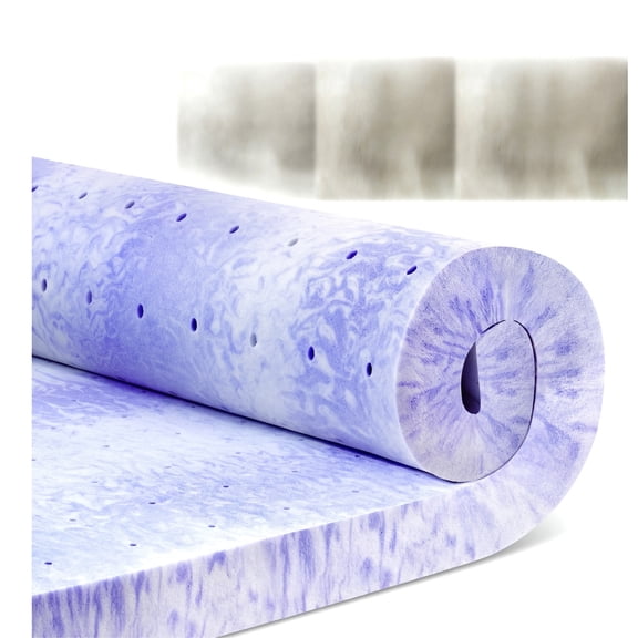 RestLuxe 4 Inch Gel Infused Memory Foam Mattress Topper, Cal King Size Cooling Ventilated Mattress Pad for Pressure Relief & Support, Purple Swirl