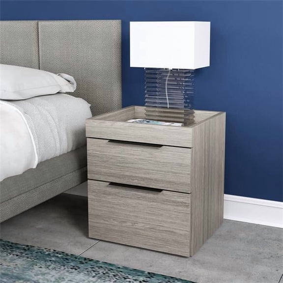 Skyline Decor Modern Double Drawer Nightstand, Grey