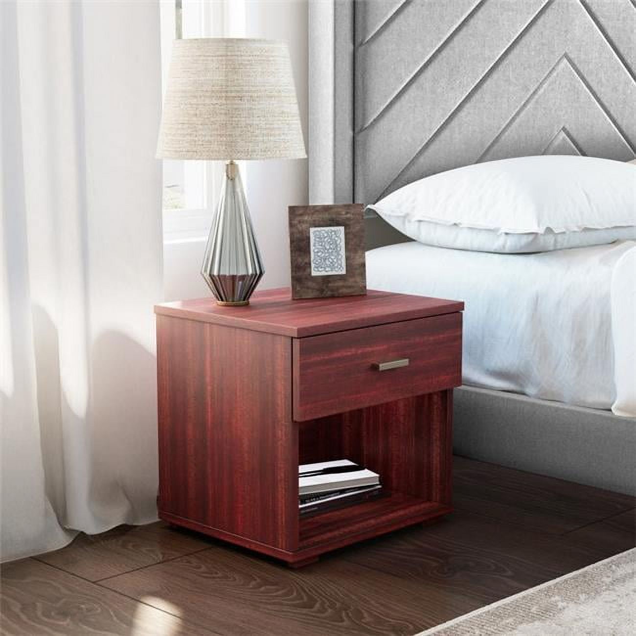 Nikalus Contemporary Cherry Single Drawer Nightstand