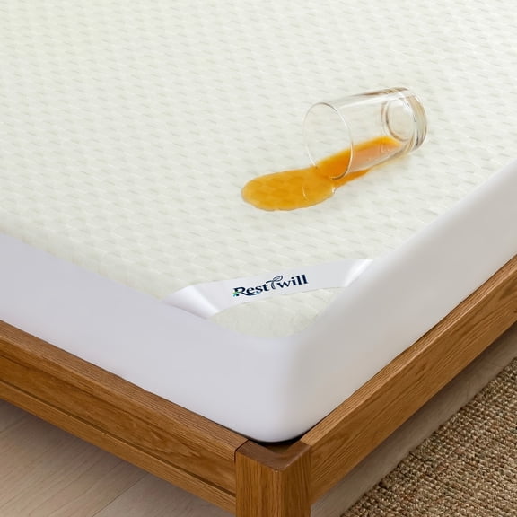 RestTwill Waterproof Mattress Protector Blended with 50% Organic Cotton & 50% Viscose from Bamboo Soft Noiseless, Queen