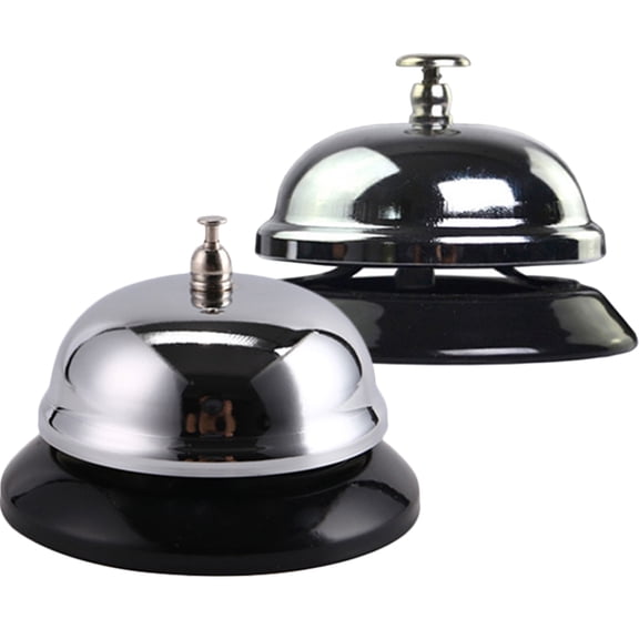2 Pack Small Restaurant Call Bell Metal Handheld Manual Service Desk Bell for Dining Table Use