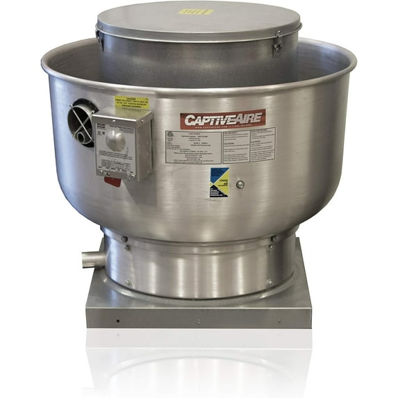 Restaurant Canopy Hood Grease Rated Exhaust Fan- High Speed Direct Drive Centrifugal Upblast Exhaust Fan with speed control- 21" Base, 0.33 HP 115 Volt Single Phase Motor, 500-1000 CFM (DU33HFA)