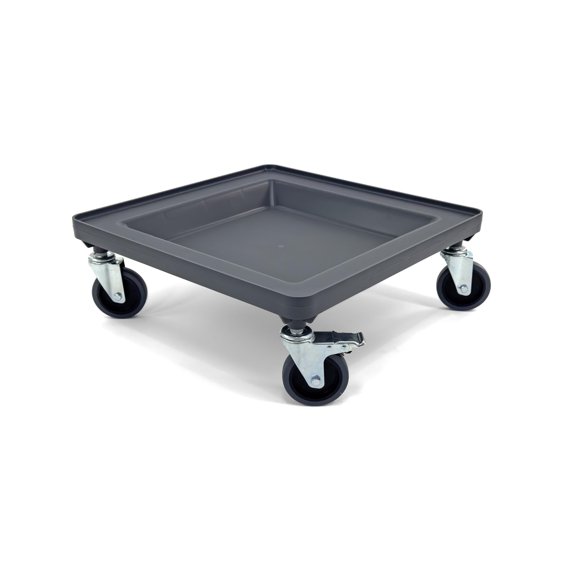 Restaurant Dish Rack Dolly, Non-Slip Surface for Glass Racks, 4 Inch Wheels with Locks, Compact 21x21 Inch, Gray