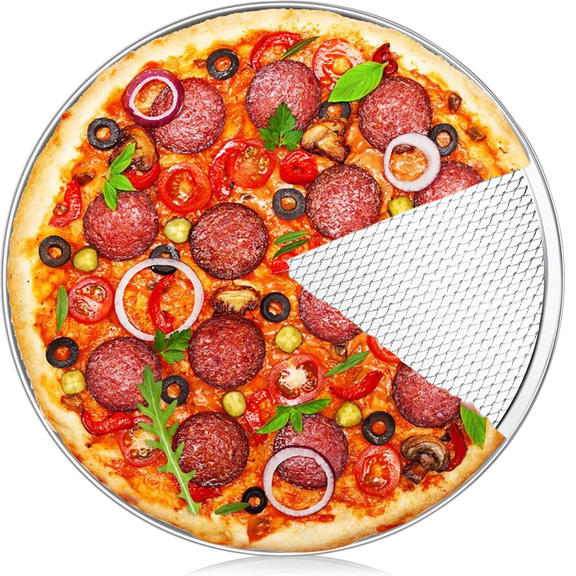 Restaurant Grade Aluminum Perforated Pizza Screen Seamless Round Crisper-6-