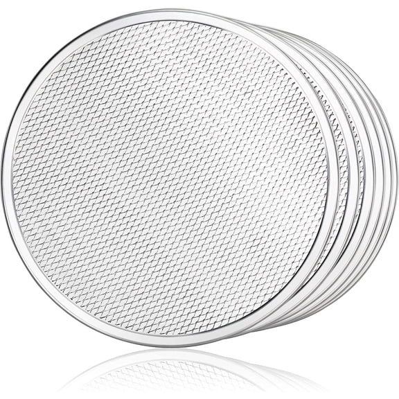 Restaurant-Grade Seamless Aluminum Pizza Baking Screen, 12 Inch, Pack of 6