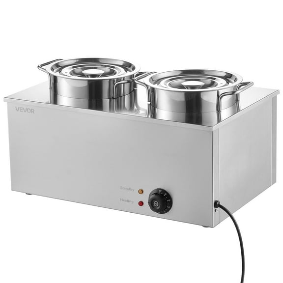 Restaurant-Grade Soup Holding Station 2 x 6.34 Quart Soup Kettles with Built-in Warmers, Perfect for Soups, Stews, and Sauces