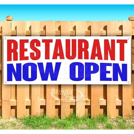 Restaurant Now Open 13 oz Vinyl Banner With Metal Grommets