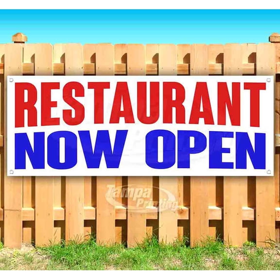 Restaurant Now Open 13 oz Vinyl Banner With Metal Grommets