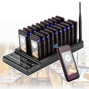 Restaurant Pager System,1 Calling Keypad + 20 Pagers, 20 Channels / 999 Channels Wireless Calling System, Beep/Vibrate/Flash,1000 Meters, For Restaurant Bar Hotel Cafe Snack Food Court