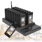 Restaurant Pager System,1 Calling Keypad + 20 Pagers, 20 Channels / 999 Channels Wireless Calling System, Beep/Vibrate/Flash,1000 Meters, For Restaurant Bar Hotel Cafe Snack Food Court