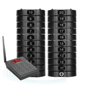 Restaurant Pager System, 1Pcs 999 Channels Calling Keypad + 10/20/30 Pcs Coasters,3 Calling Modes, Queuing Wireless Calling System For Restaurant Bar Hotel Cafe Food Court,10Pagers
