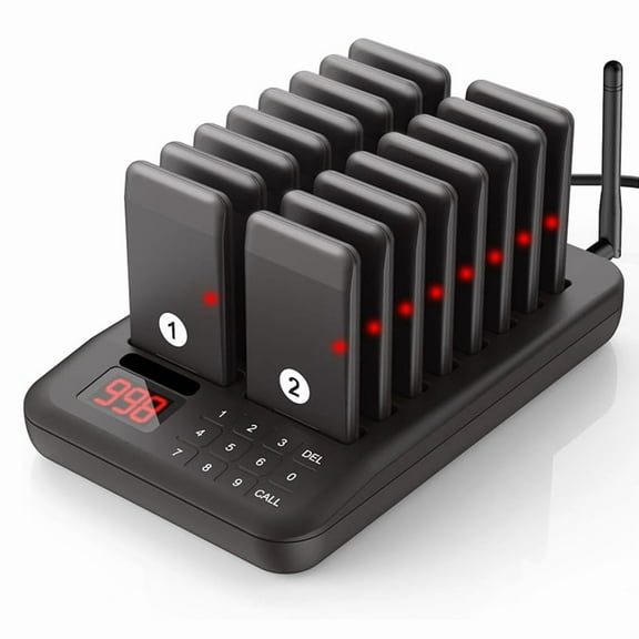 Restaurant Pager System, Pagers for Restaurants 20 Guest Pagers, Buzzers Vibration Flashing Customer Service,US Plug
