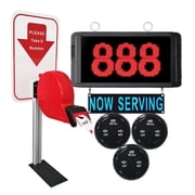 Queue Waiting Number Calling System with Take a Number Dispenser - Loud Speakers 3-Digit Display Counter Caller Call Host Screen for Restaurant Cafe Clinic Bank