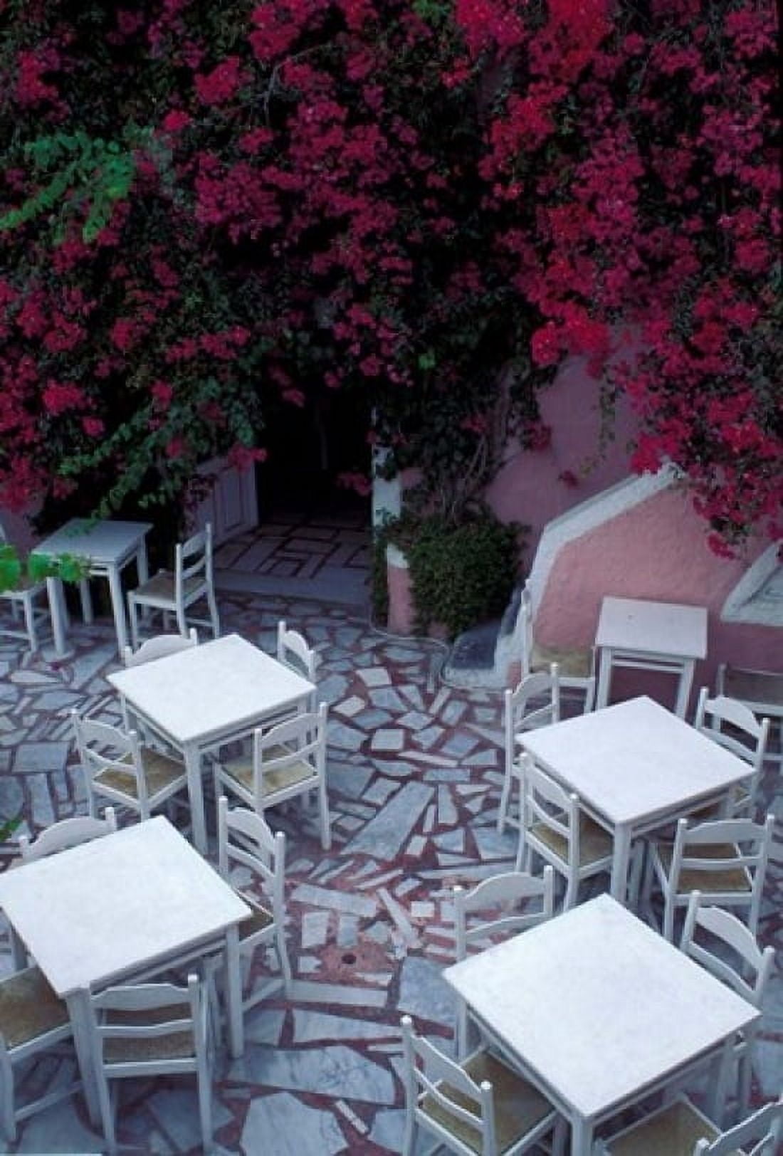 Restaurant Patio Santorini Greece Canvas Art - Keren Su DanitaDelimont (12 x 17)