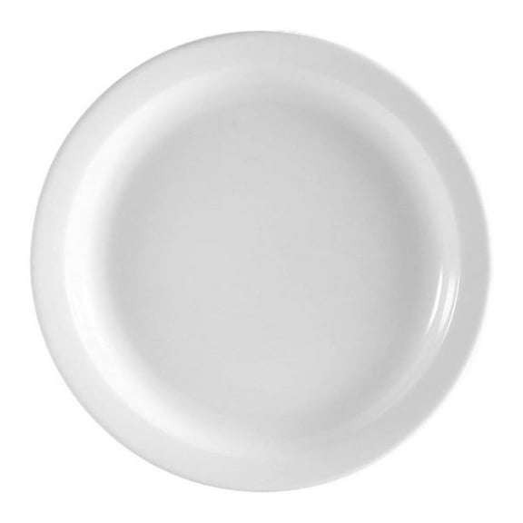 Restaurant Plates 9 Inch, Stoneware Dinner Plates - White Narrow Rim Plates, Heavy Duty Chip Resistant, Dishwasher Safe - Commercial Grade Plates, Set of 24