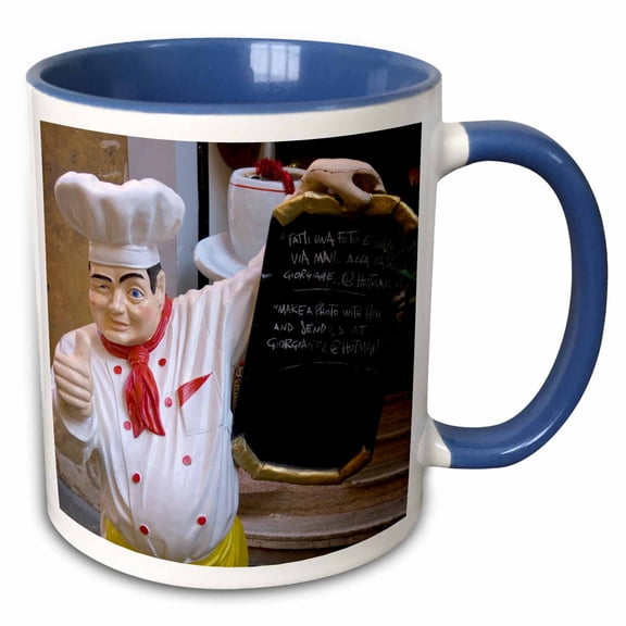 3drose, Restaurant Statue of Chef in Rome Italy - Eu16 Bba0201 - Bill Bachmann, 11oz Two-tone Blue Mug
