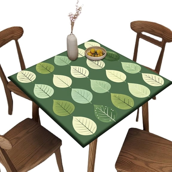 Restaurant Tablecloth, Olive Leaf Sketch Pattern Printed on Fade Resistant Patio Table Cover Square, Perfect for Romantic Dinner Date Night, Fit for 32" x 32" Square Tables