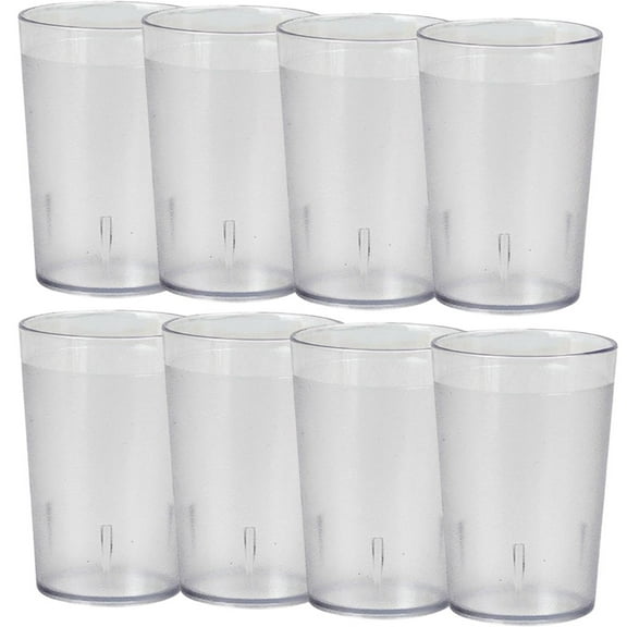 Restaurant Tumbler, Plastic Beverage Cup, 8Pcs Stackable Drinking Cups, Reusable Shatterproof Drinking Glasses, Break Resistant, Dishwash, 12oz, Clear