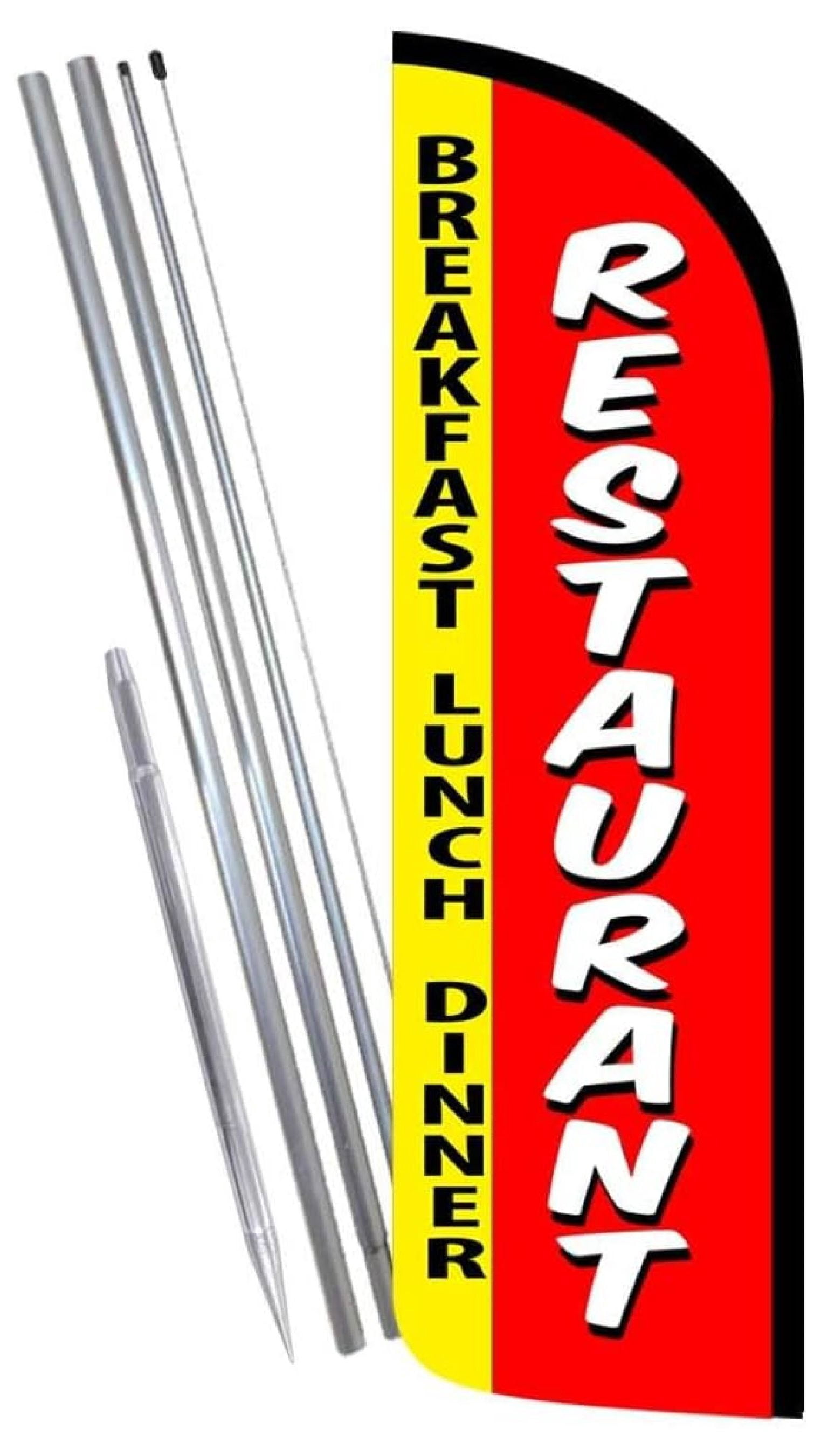Food Stringer Flags Restaurant Windless Flag Kit - 3x11.5 ft Banner Flag - Breakfast Lunch ...