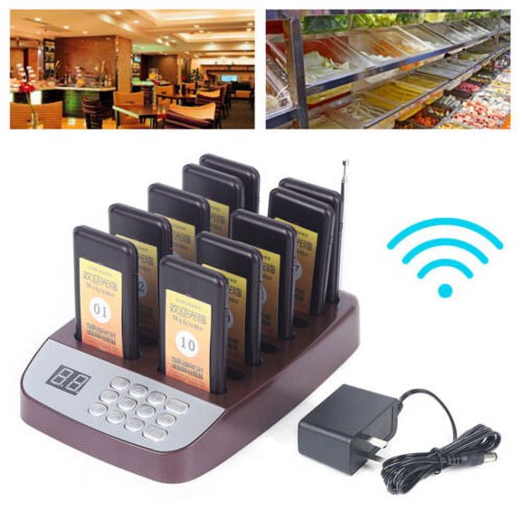 Restaurant Wireless Pager Calling System 10 Buzzer Queuing Calling Pager Waiters