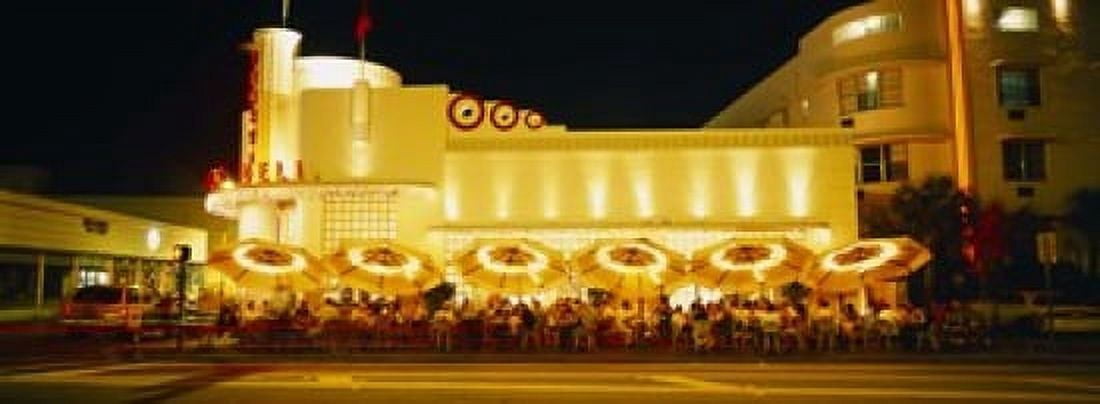 Restaurant lit up at night Miami Florida USA Canvas Art - Panoramic Images (18 x 7)