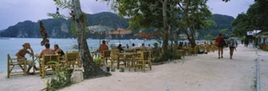 Restaurant on the beach Ko Phi Phi Don Phi Phi Islands Thailand Canvas Art - Panoramic Images (36 x 13)
