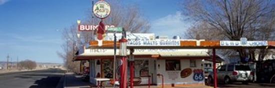 Restaurant on the roadside Route 66 Arizona USA Canvas Art - Panoramic Images (36 x 12)