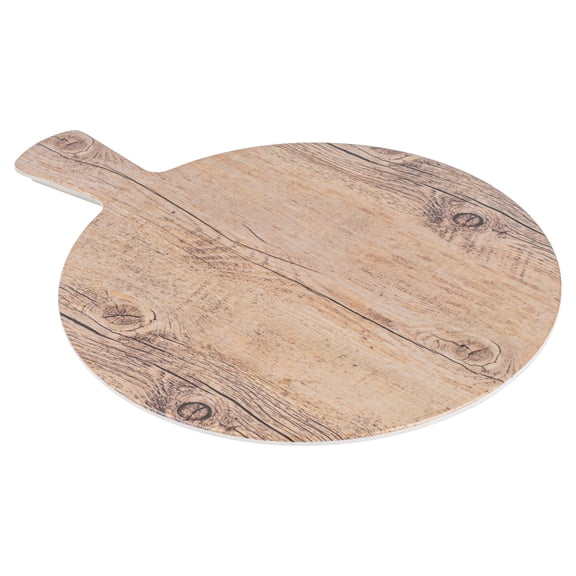 Voga Countryside Round Brown Melamine Serving Board - Faux Wood, with Handle - 12 1/2" x 9" x 1/2" - 1 count box