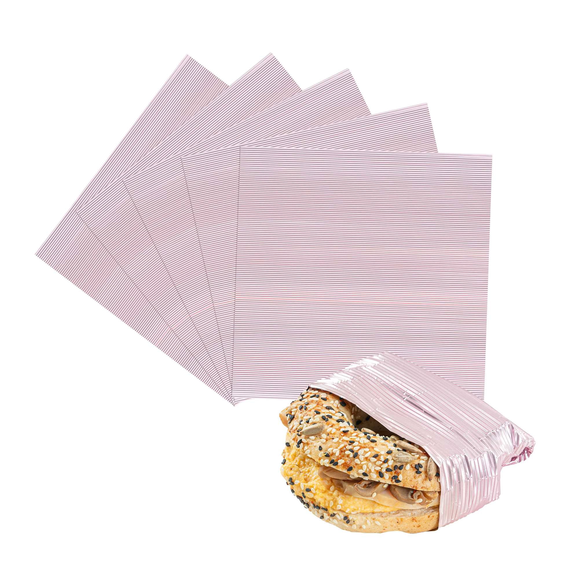 Restaurantware-12" x 12" Rippled Aluminum Foil Food Wrap and Fry Basket Liner: Perfect for Restaurant Take Out, Bakeries, and Food Trucks - Pink Foil Sandwich Wraps - 500-CT