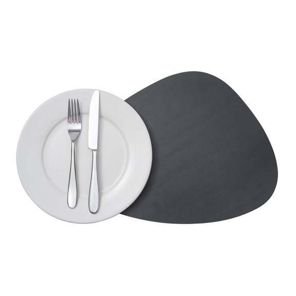 Restaurantware-15 Inch Table Placemats, 6 Round Vinyl Placemats - Embossed, Stain-Resistant, Light Blue Vinyl Placemats For Tables, Leather-Like Feel, Protects Surfaces
