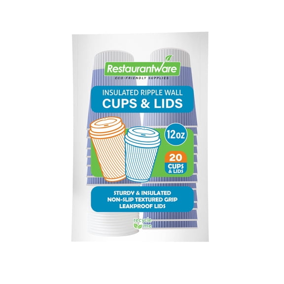 Restaurantware 16 oz Coffee Cups with Lids Pack of 200 Ripple Wall Insulated Paper Cups, Disposable, For Hot Beverage With Built-In Insulation Non-Slip Grip For Coffee Shop Takeaway