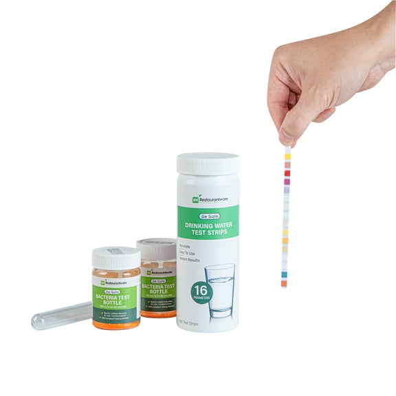 Restaurantware-17-in-1 Water Test Kit, 100 Instant Multiple-Use Water Test Kit - 2 Bacteria Tests, For Tap & Well Water, Paper Chlorine Test Kit, Testing For Lead, Bacteria, Hardness, Fluoride