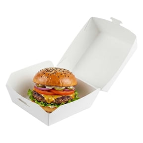 Restaurantware-2.5 x 2.5 x 2 Inch Mini Burger Boxes, 100 Clamshell Food Containers - Hinged Lid, Striped, Pink And White Paper Take Out Boxes, Serve Sliders Or Finger Foods