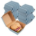 thumbnail image 1 of Bio Tek Blue and White Stripe Paper Burger Box - Ripple Wall - 4" x 4" x 3 3/4" - 100 count box, 1 of 10