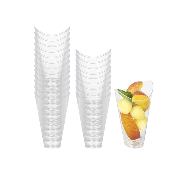 Mini Serve 5 oz Round Clear Plastic Mini Flourish Cup - 2 3/4" x 2 3/4" x 2 3/4" - 100 count box