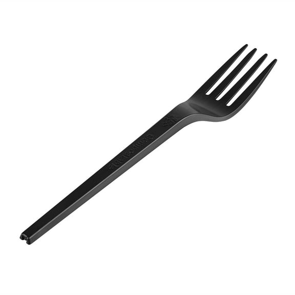Restaurantware-6.5 Inch Compostable Forks, 250 Heavy-Duty Forks - Sustainable Build, Sturdy, Long Handle, Black CPLA Plastic Disposable Cutlery, BPI-Certified, Hot And Cold Foods