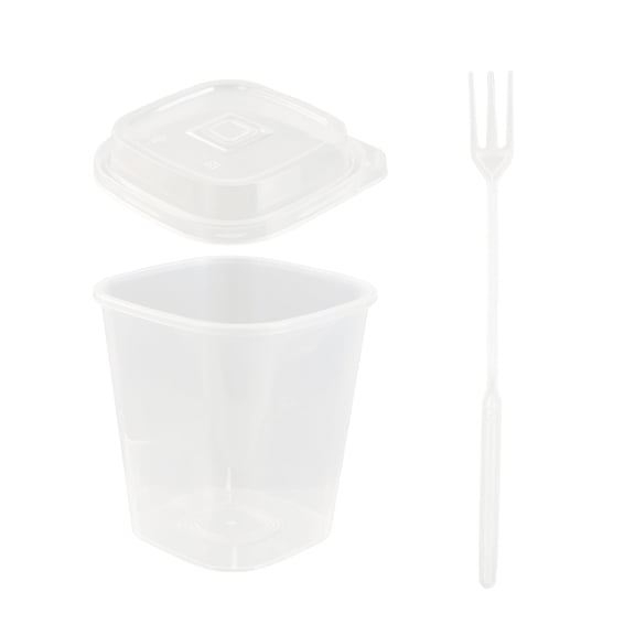 Restaurantware-Asporto 24 Ounce Salad Lunch Containers, 100 With Lid And Fork Salad Cups - Sipping Hole, Includes Heart Plug, Clear Plastic Lunch On The Go Containers, Straw Slot, Recyclable