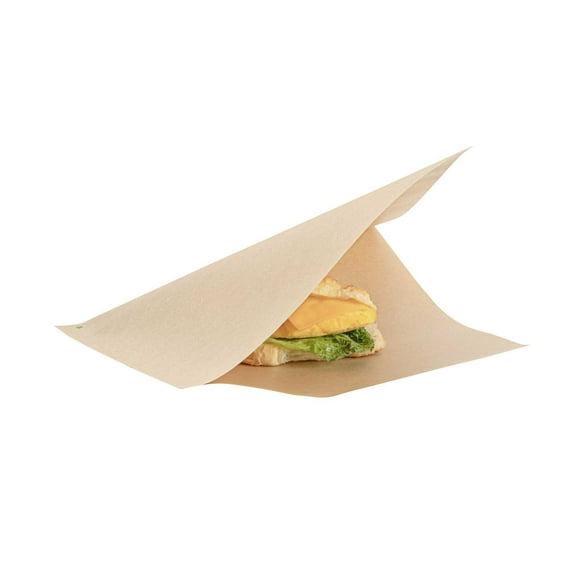 Restaurantware-Bag Tek 10" x 9" Double Open Bags, 100 Large Deli Paper Sheets - Disposable, Greaseproof, Brown Kraft Deli Wrap Liners, For Snacks, Cookies, And More,