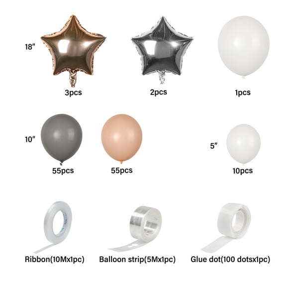 Restaurantware-Balloonify Balloon Garland Set, 1 Party Decoration Kit - 126 Balloons, With Chain, Champagne Star Latex Balloon Arch Kit, Includes Glue Dots And Ribbon- Restaurantware