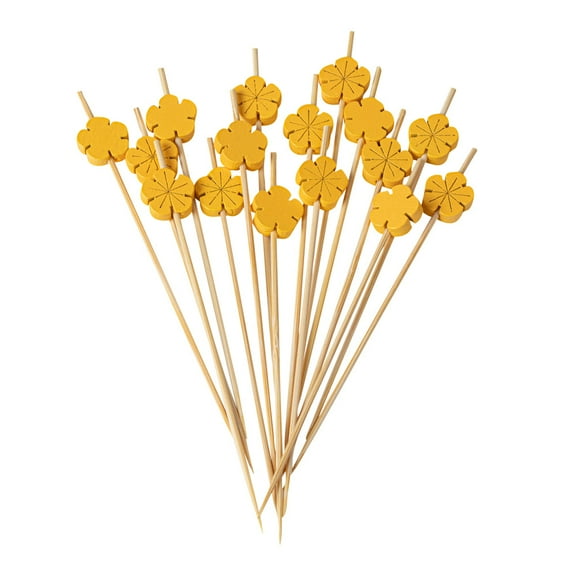 Restaurantware Bamboo Toothpicks 1000 Count 4.7 Inch Sunflower Design Wooden Cocktail Sticks Drink Garnish Splinter-Free Yellow For Appetizers And Parties
