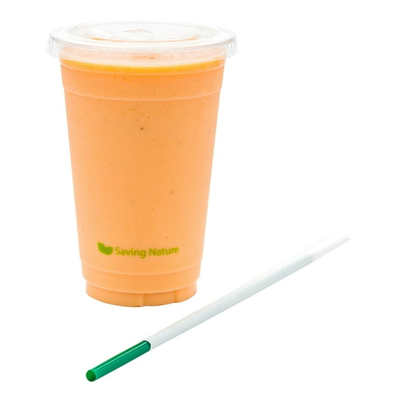 Basic Nature Green PLA Plastic Straw - Unwrapped, Compostable - 8 1/4" - 2000 count box
