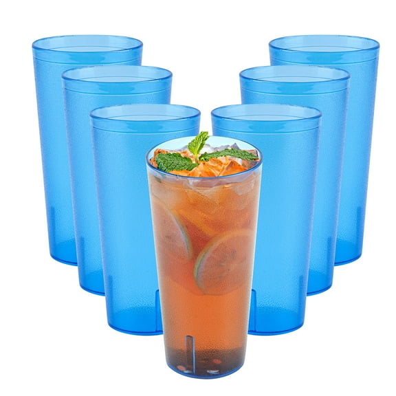 Bev Tek 24 oz Amber SAN Plastic Tumbler - Pebbled - 3 1/2" x 3 1/2" x 7" - 10 count box