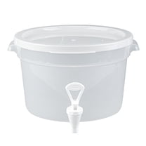 Bev Tek 6 gal Round Clear Plastic Beverage Dispenser - 12 1/4" x 12 1/4" x 15" - 4 count box
