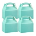 thumbnail image 1 of Restaurantware-Bio Tek 4 x 2.5 x 2.5 Inch Gable Boxes For Party Favors, 100 Attractive Gift Boxes - With Built-In Handle, Disposable, Turquoise Paper Barn Boxes, For Parties, 1 of 11