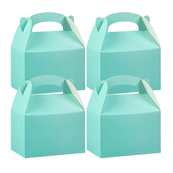 Restaurantware-Bio Tek 4 x 2.5 x 2.5 Inch Gable Boxes For Party Favors, 100 Attractive Gift Boxes - Frenchie The Bulldog Design, Clear PET Window, Blue Paper Barn Box, Built-In Handle