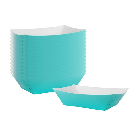 Restaurantware-Bio Tek 6 Ounce Boat Paper Boats, 400 Disposable #40 Food Trays - PE Lining, Durable, Kraft Paper Food Baskets, For Concession Stands, Picnics, or Fairs, Stackable