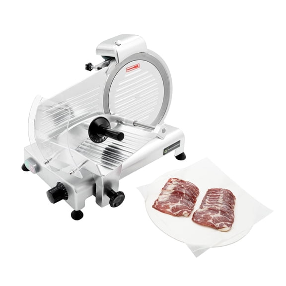 Restaurantware-Bio Tek Meat Slicer, 1 Adjustable Slice Size Manual Slicer - 200W Operation, 0.25 Horsepower, Stainless Steel Deli Slicer, Built-In Sharpener, Fixed Ring Guard