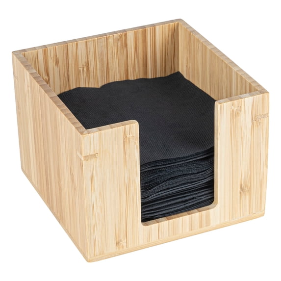 Nature Tek Rectangle Black Bamboo Napkin Holder - 9 1/2" x 4 1/4" x 2" - 1 count box