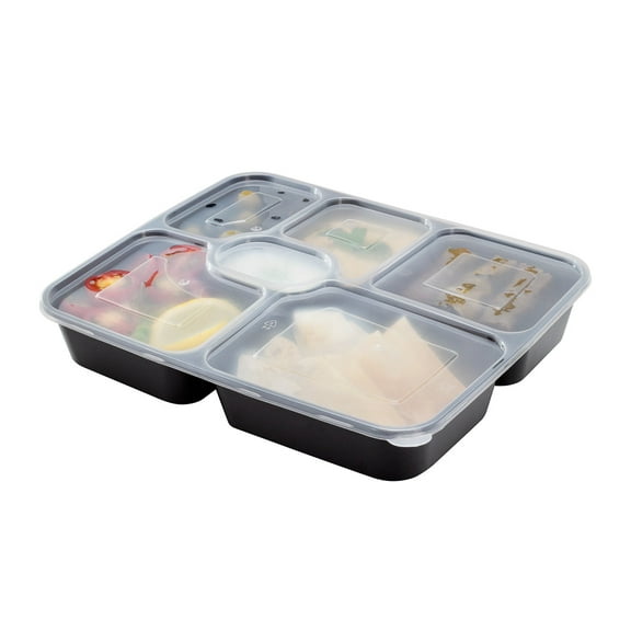 Restaurantware Black Plastic Package Meals for Delivery Services Container