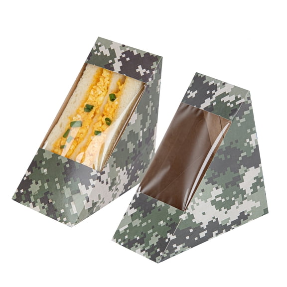 Cafe Vision Triangle Plaid Paper Medium Sandwich Box - 4 3/4" x 4 3/4" x 2 3/4" - 200 count box